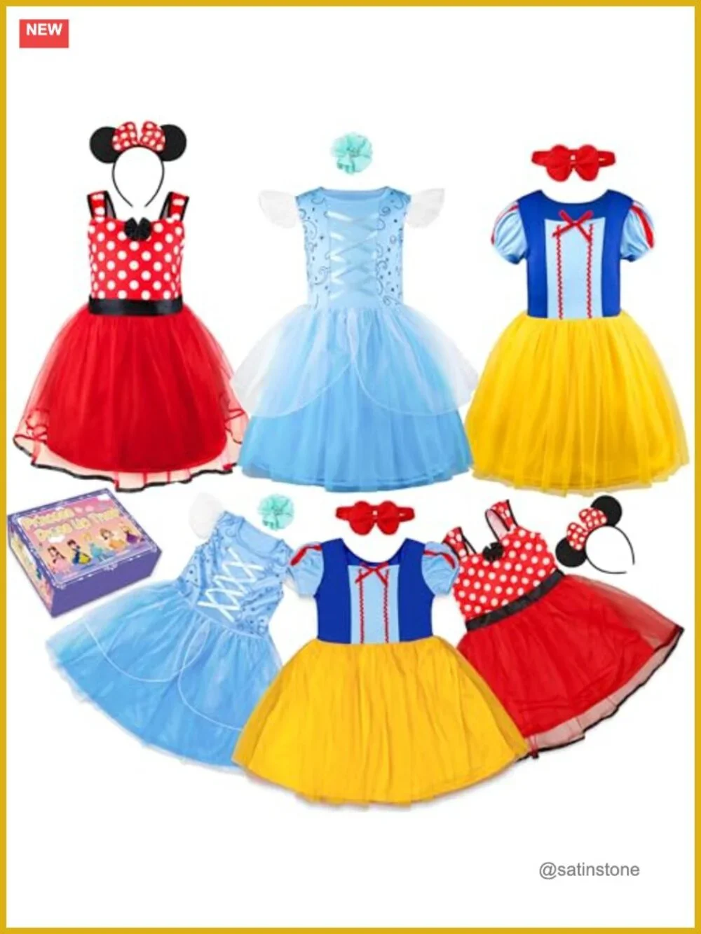 Toddler Girls Princess Dress Up Costume 6-Piece Fancy Outfit Set